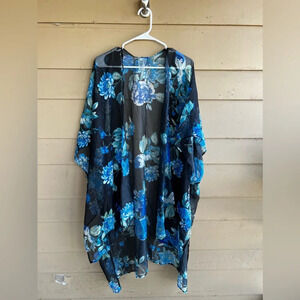 Floral Kimono - Size Large - Lightweight Summer Vacation Resortwear